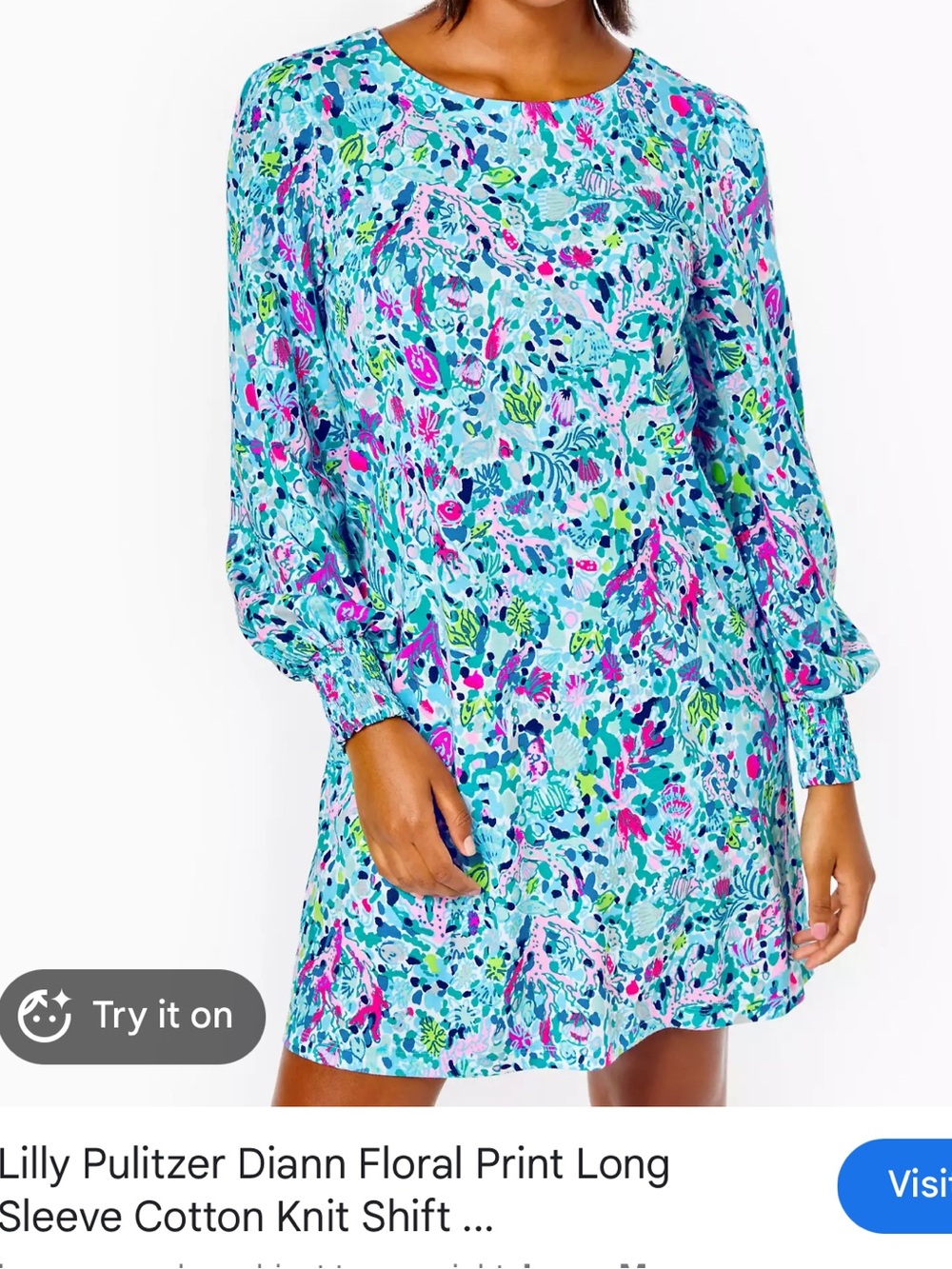 Lilly PulitzerDiana midi shift Floral Dress in Pink, Blue, Green pull on M long